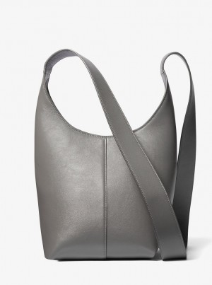 Geanta De Umar Dama Michael Kors Dede Mini Leather Hobo Bag Slate | 93HMNVEIB