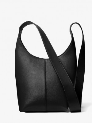 Geanta De Umar Dama Michael Kors Dede Mini Leather Hobo Bag Negrii | 36BGEPKSQ