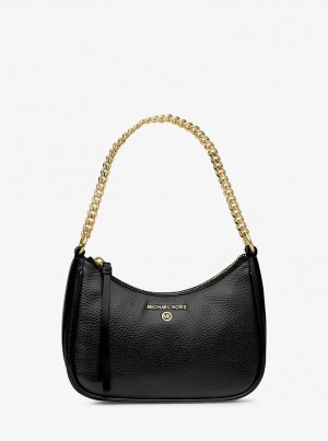 Geanta De Umar Dama Michael Kors Jet Set Charm Small Pebbled Leather Pochette Negrii | 38WSJYRZB