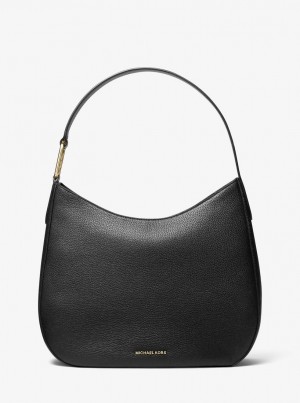 Geanta De Umar Dama Michael Kors Kensington Large Pebbled Leather Hobo Shoulder Bag Negrii | 69TJWIKBM