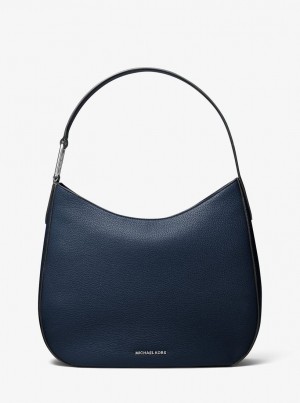 Geanta De Umar Dama Michael Kors Kensington Large Pebbled Leather Hobo Shoulder Bag Bleumarin | 27AKTOXMW