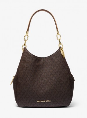 Geanta De Umar Dama Michael Kors Lillie Large Logo Shoulder Bag Brn/Acorn | 46JZHFONM