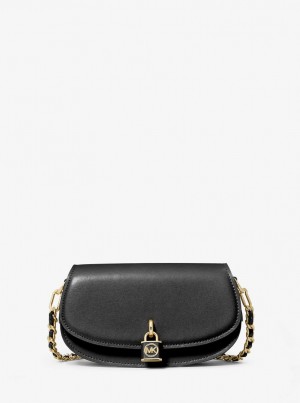 Geanta De Umar Dama Michael Kors Mila Small Leather Shoulder Bag Negrii | 51OLDZWHT