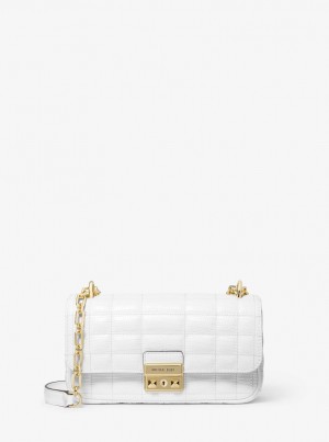 Geanta De Umar Dama Michael Kors Tribeca Small Quilted Lizard Embossed Leather Shoulder Bag Albi | 91QPWALIE