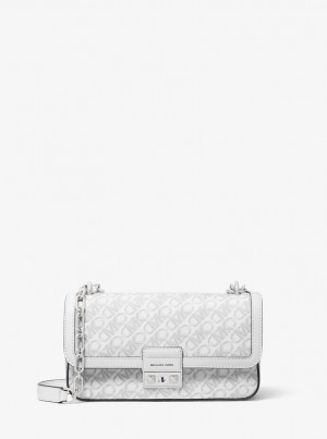 Geanta De Umar Dama Michael Kors Tribeca Small Empire Signature Logo Shoulder Bag Opt/Allum | 28VUJWZDO