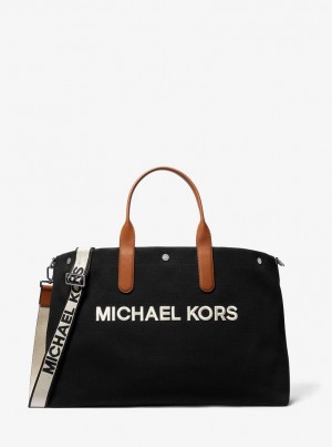 Geanta Duffle Barbati Michael Kors Brooklyn Oversized Cotton Canvas Tote Bag Negrii | 74UKSVGNO