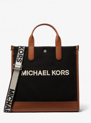 Geanta Duffle Barbati Michael Kors Brooklyn Slim Cotton Canvas Tote Bag Negrii | 05UDPBLYH