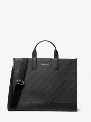 Geanta Duffle Barbati Michael Kors Hudson Logo Tote Bag Negrii | 67JTQFOZY
