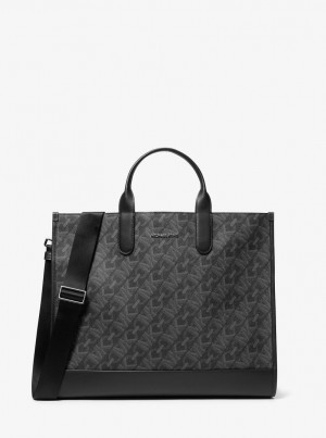 Geanta Duffle Barbati Michael Kors Hudson Empire Signature Logo Tote Bag Negrii | 26XQGLVRO