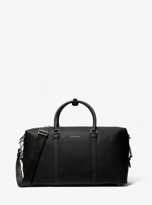 Geanta Duffle Barbati Michael Kors Hudson Pebbled Leather Duffel Bag Negrii | 37ADFRMEY