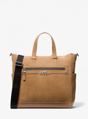 Geanta Duffle Barbati Michael Kors Varick Suede Tote Bag Maro | 18ZWLIDVT