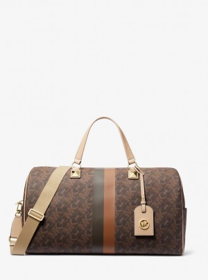 Geanta Duffle Dama Michael Kors Grayson Extra-Large Empire Signature Logo Stripe Weekender Bag Maro | 62NSMTQPA
