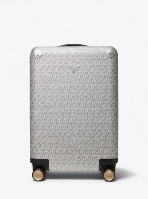 Geanta Duffle Dama Michael Kors Logo Suitcase Argintii | 69HRAFYPK