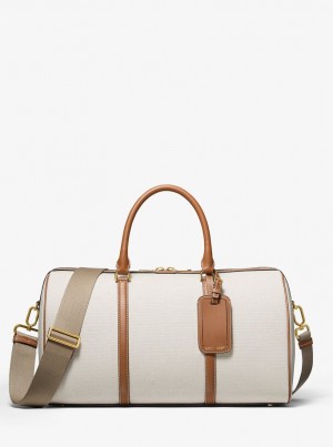 Geanta Duffle Dama Michael Kors MKC x 007 Bond Cotton Canvas and Leather Weekender Bag Luggage | 69SVYFGJZ