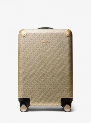Geanta Duffle Dama Michael Kors Metallic Logo Suitcase Aurii | 36JCWQSVU