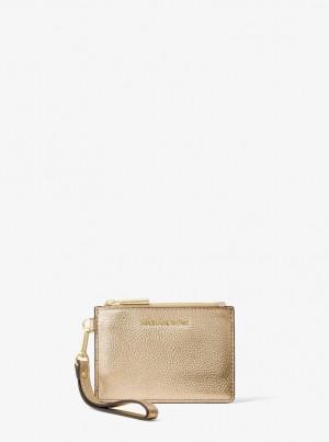 Geanta Mica Dama Michael Kors Metallic Leather Coin Purse Aurii | 98WTBRXAN