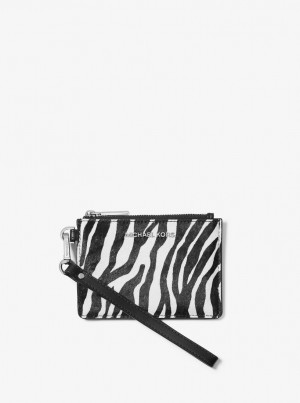 Geanta Mica Dama Michael Kors Zebra Print Calf Hair Coin Purse Negrii | 24XHZGOJA