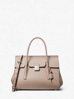 Geanta Satchel Dama Michael Kors Campbell Medium Pebbled Leather Satchel Gri Maro | 96ANLFZPB