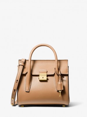 Geanta Satchel Dama Michael Kors Campbell Mini Leather Satchel Suntan | 20MVNSLPW