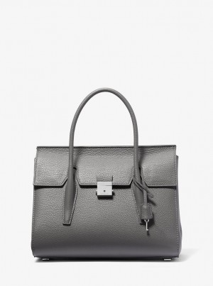Geanta Satchel Dama Michael Kors Campbell Medium Pebbled Leather Satchel Slate | 39FLUEQZP