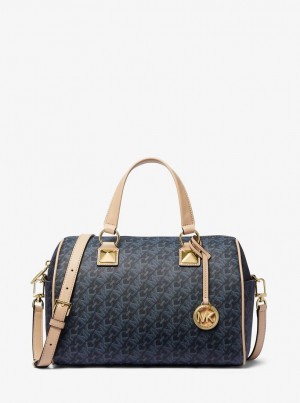 Geanta Satchel Dama Michael Kors Grayson Medium Empire Signature Logo Satchel Admrl/Plblue | 69AJMCYRW