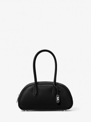 Geanta Satchel Dama Michael Kors Lulu Small Pebbled Leather Satchel Negrii | 70TPUESNV