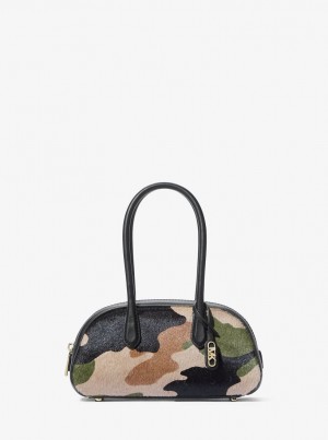 Geanta Satchel Dama Michael Kors Lulu Small Camouflage Print Calf Hair Satchel Masline Verzi Colorati | 59LYFISEB