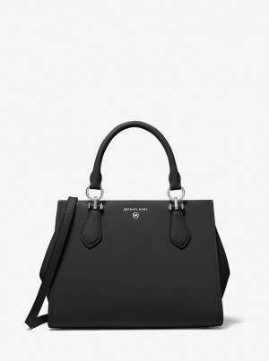 Geanta Satchel Dama Michael Kors Marilyn Medium Saffiano Leather Satchel Negrii | 17THBZQLD