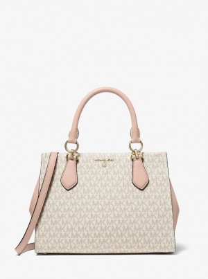Geanta Satchel Dama Michael Kors Marilyn Medium Logo Satchel Galbeni Deschis Roz | 41SJIMNBD