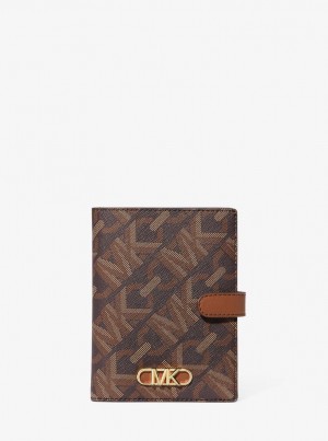 Genti De Voiaj Dama Michael Kors Empire Medium Signature Logo Passport Wallet Maro | 07QVINFEM