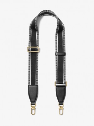 Genti De Voiaj Dama Michael Kors Striped Nylon Bag Strap Negrii | 65DTMLJZS