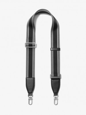 Genti De Voiaj Dama Michael Kors Striped Nylon Bag Strap Negrii | 39ZHYIJKA