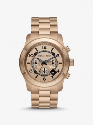 Gold-tone Barbati Michael Kors Oversized Runway Beige Gold-Tone Watch Husk | 91FDABJNZ