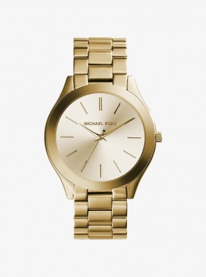 Gold-tone Barbati Michael Kors Slim Runway Gold-Tone Stainless Steel Watch Aurii | 35JETIFCZ