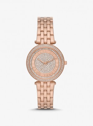 Gold-tone Dama Michael Kors Mini Darci Pave Rose Gold-Tone Watch Roz Aurii | 63KHQEXDR