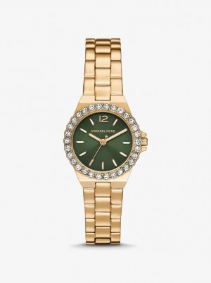 Gold-tone Dama Michael Kors Mini Lennox Pave Gold-Tone Watch Aurii | 52BHCZQVN