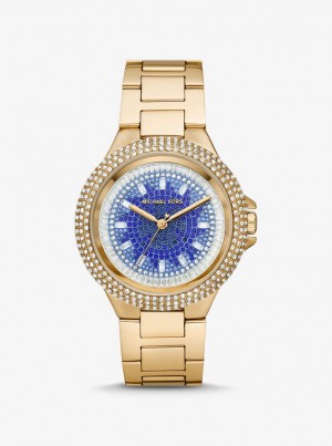 Gold-tone Dama Michael Kors Oversized Camille Ombre Pave Gold-Tone Watch Aurii | 79FBAMOPT