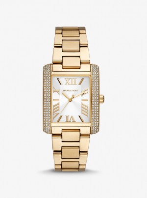 Gold-tone Dama Michael Kors Oversized Emery Pave Gold Tone Watch Aurii | 68IHSMBQJ