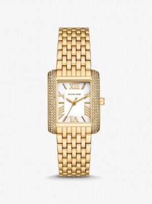 Gold-tone Dama Michael Kors Petite Emery Pave Gold-Tone Watch Aurii | 07MGJIVFD