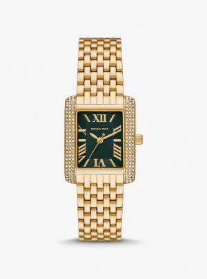 Gold-tone Dama Michael Kors Petite Emery Pave Gold-Tone Watch Aurii | 14FSTQNBX