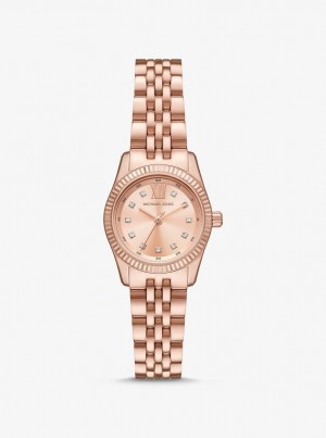 Gold-tone Dama Michael Kors Petite Lexington Pave Rose Gold-Tone Watch Roz Aurii | 08GCSKVAT