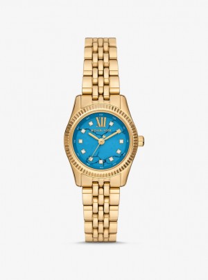 Gold-tone Dama Michael Kors Petite Lexington Pave Gold-Tone Watch Turcoaz | 85DRPEBNM