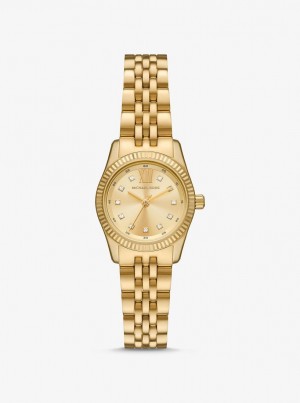 Gold-tone Dama Michael Kors Petite Lexington Pave Gold-Tone Watch Aurii | 15OYMJIZA