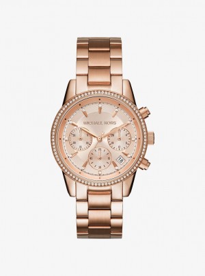 Gold-tone Dama Michael Kors Ritz Rose Gold-Tone Watch Roz Aurii | 14QIPGMOH