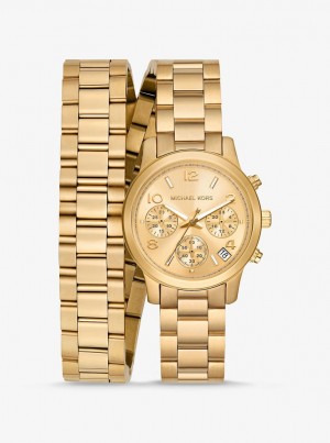 Gold-tone Dama Michael Kors Runway Gold-Tone Wrap Watch Aurii | 45BQNAXLH