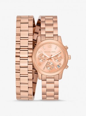 Gold-tone Dama Michael Kors Runway Rose Gold-Tone Wrap Watch Roz Aurii | 57XWYBURV