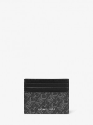 Husa Pentru Carduri Barbati Michael Kors Hudson Empire Signature Logo Tall Card Case Negrii | 26OUZXADM