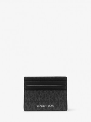 Husa Pentru Carduri Barbati Michael Kors Greyson Logo Tall Card Case Negrii | 27ZOYXABS