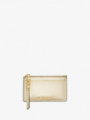 Husa Pentru Carduri Dama Michael Kors Empire Small Metallic Leather Card Case Aurii | 80XYWGKAZ
