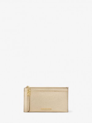 Husa Pentru Carduri Dama Michael Kors Empire Large Metallic Leather Card Case Aurii | 31HZJGOTC